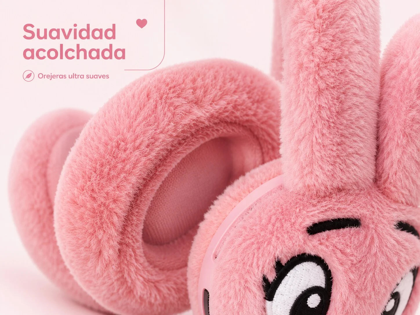 Textura acolchada de peluche de los audífonos Bunny