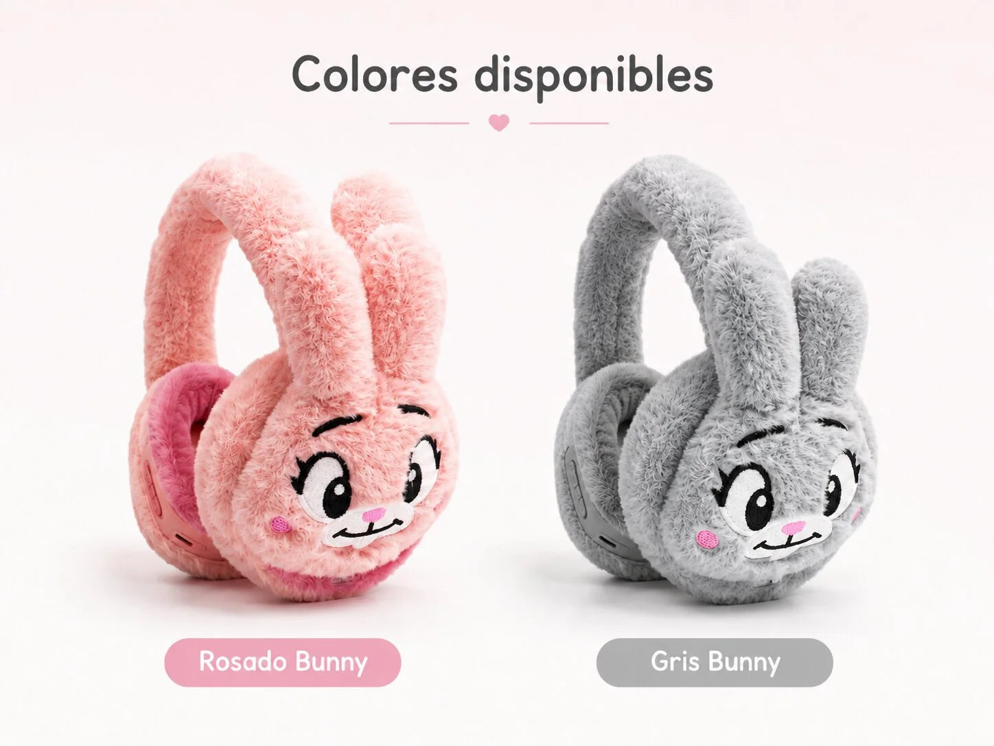 Audífonos Bunny en colores gris y rosado